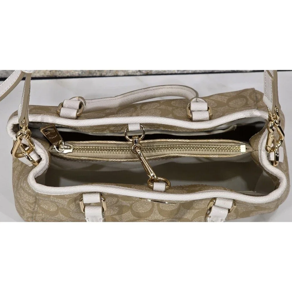 Coach Mini Margot Carryall Khaki Brown Signature C Coated Canvas Purse F34065
